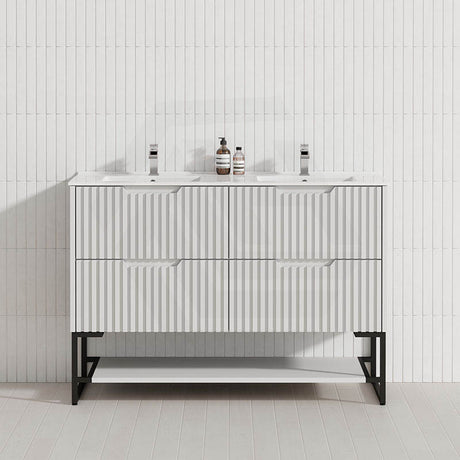600-1500mm Bali Matt White Bathroom Freestanding Fluted Vanity with Drawers