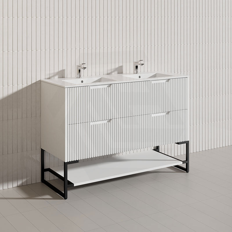 1200mm Bali Bathroom Freestanding Fluted Vanity with Drawers Single/Double Bowls In Various Colours