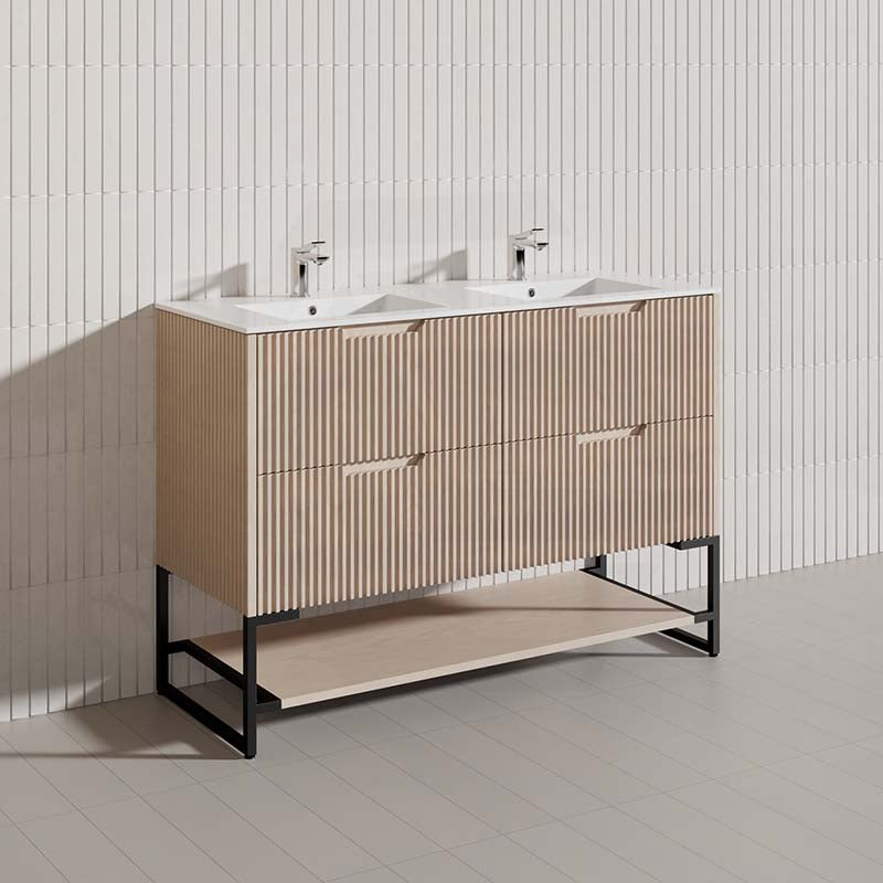 1200mm Bali Bathroom Freestanding Fluted Vanity with Drawers Single/Double Bowls In Various Colours