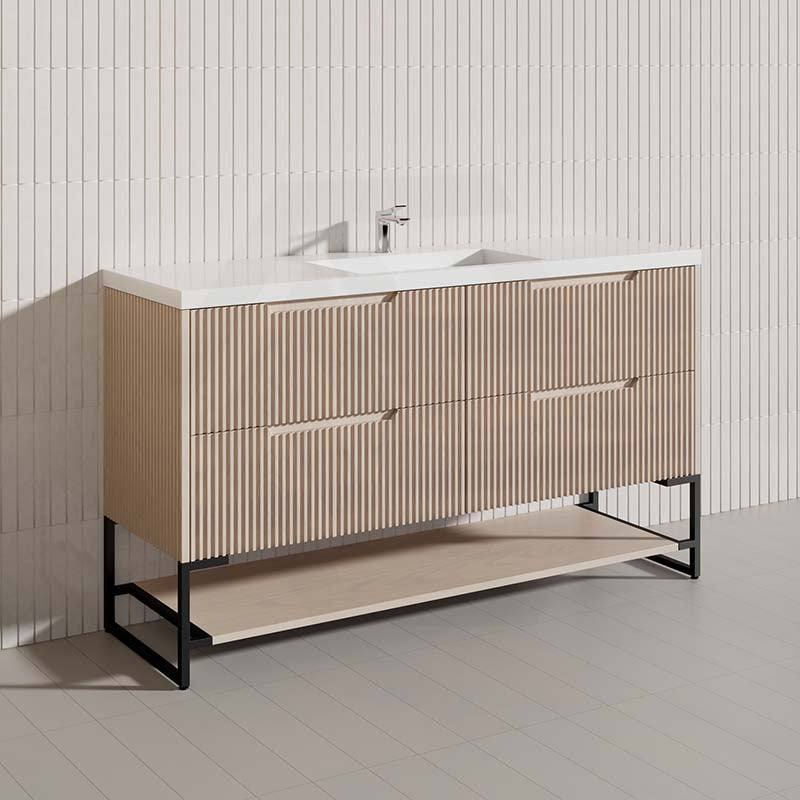 1500mm Bali Bathroom Freestanding Fluted Vanity with Drawers Single/Double Bowls In Various Colours