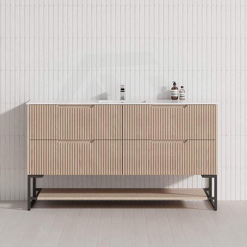 600-1500mm Bali American Oak Bathroom Freestanding Fluted Vanity with Drawers