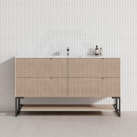 600-1500mm Bali American Oak Bathroom Freestanding Fluted Vanity with Drawers