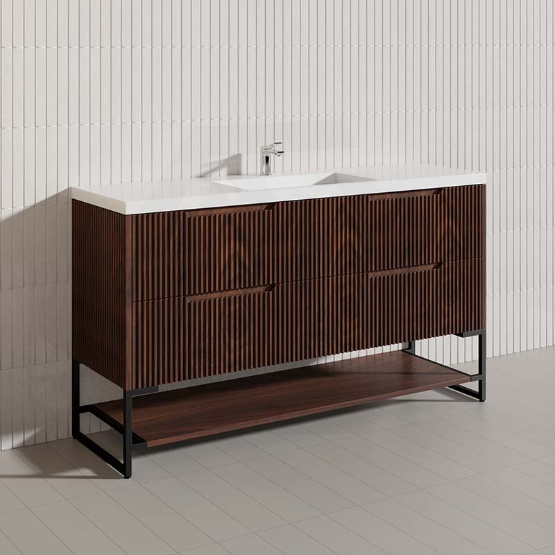 1500mm Bali Bathroom Freestanding Fluted Vanity with Drawers Single/Double Bowls In Various Colours