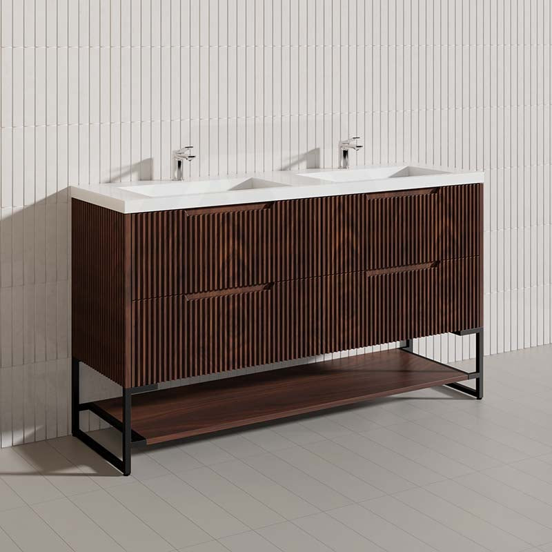 1500mm Bali Bathroom Freestanding Fluted Vanity with Drawers Single/Double Bowls In Various Colours
