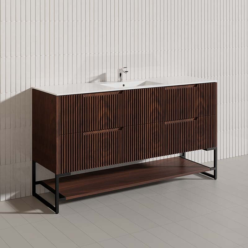 1500mm Bali Bathroom Freestanding Fluted Vanity with Drawers Single/Double Bowls In Various Colours