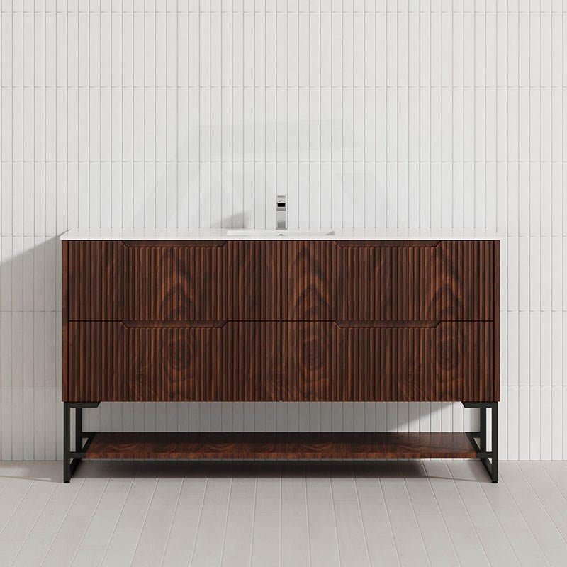 600-1500mm Bali Brown Oak Bathroom Freestanding Fluted Vanity with Drawers