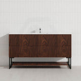 600-1500mm Bali Brown Oak Bathroom Freestanding Fluted Vanity with Drawers