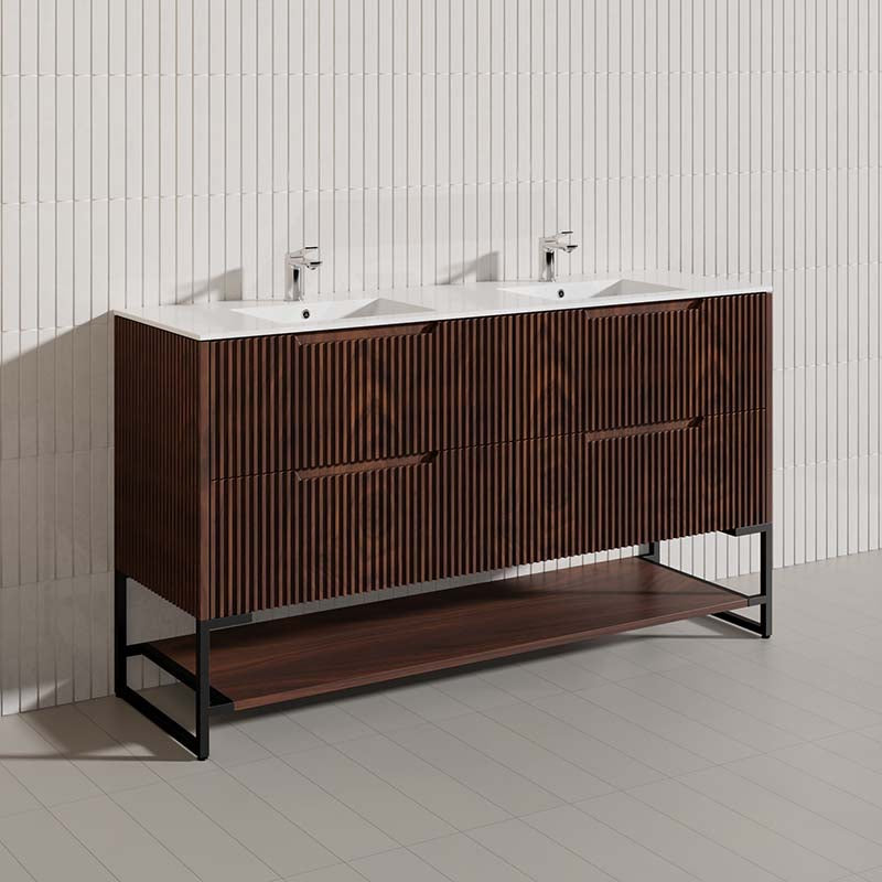 1500mm Bali Bathroom Freestanding Fluted Vanity with Drawers Single/Double Bowls In Various Colours