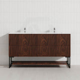 600-1500mm Bali Brown Oak Bathroom Freestanding Fluted Vanity with Drawers
