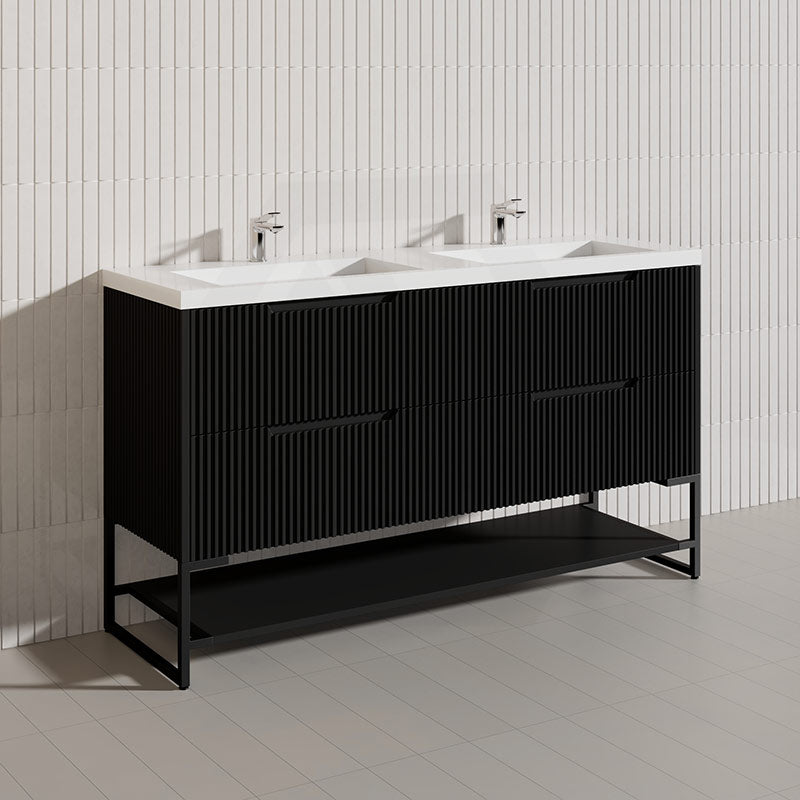 1500mm Bali Bathroom Freestanding Fluted Vanity with Drawers Single/Double Bowls In Various Colours