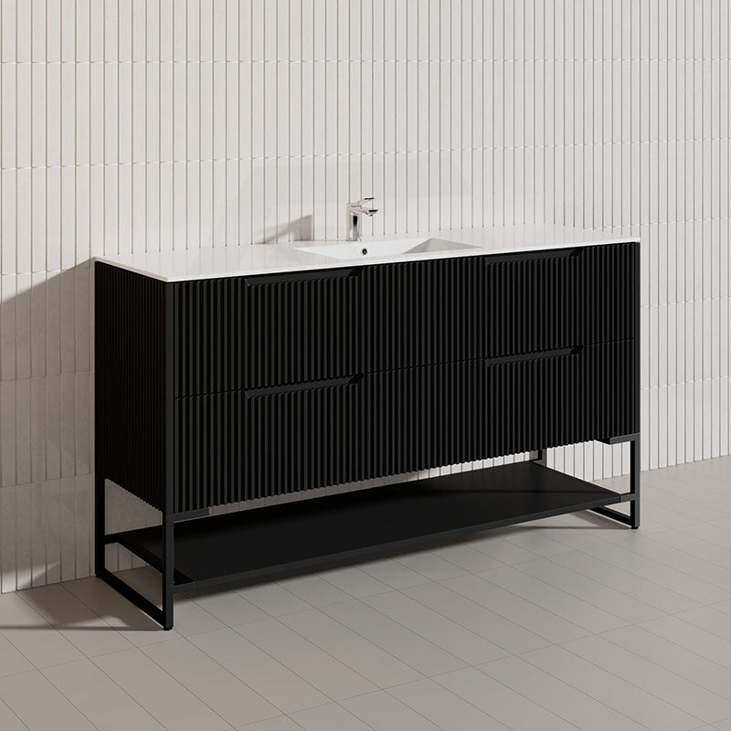 1500mm Bali Bathroom Freestanding Fluted Vanity with Drawers Single/Double Bowls In Various Colours