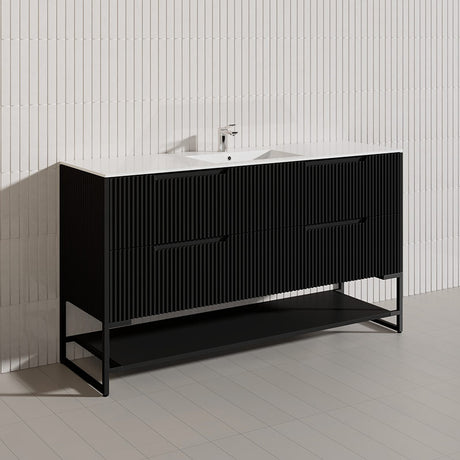 1500mm Bali Bathroom Freestanding Fluted Vanity with Drawers Single/Double Bowls In Various Colours