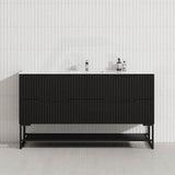 600-1500mm Bali Matt Black Bathroom Freestanding Fluted Vanity with Drawers