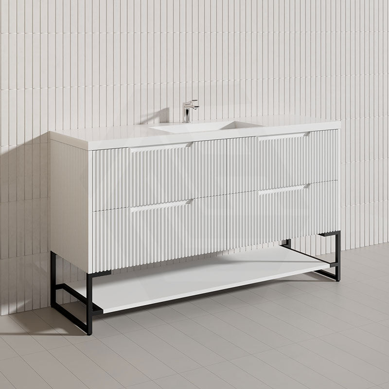 1500mm Bali Bathroom Freestanding Fluted Vanity with Drawers Single/Double Bowls In Various Colours