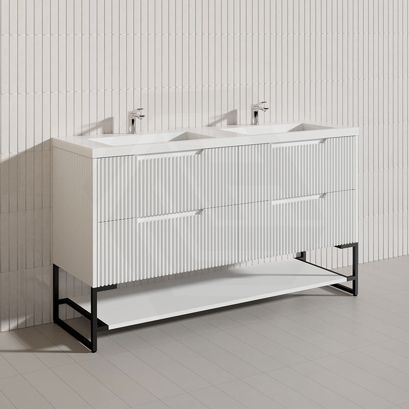 1500mm Bali Bathroom Freestanding Fluted Vanity with Drawers Single/Double Bowls In Various Colours