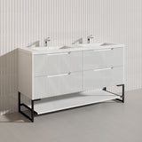 1500mm Bali Bathroom Freestanding Fluted Vanity with Drawers Single/Double Bowls In Various Colours