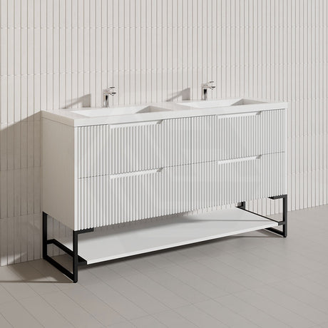1500mm Bali Bathroom Freestanding Fluted Vanity with Drawers Single/Double Bowls In Various Colours
