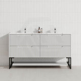 1500mm Bali Bathroom Freestanding Fluted Vanity with Drawers Single/Double Bowls In Various Colours