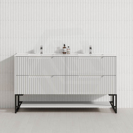 600-1500mm Bali Matt White Bathroom Freestanding Fluted Vanity with Drawers