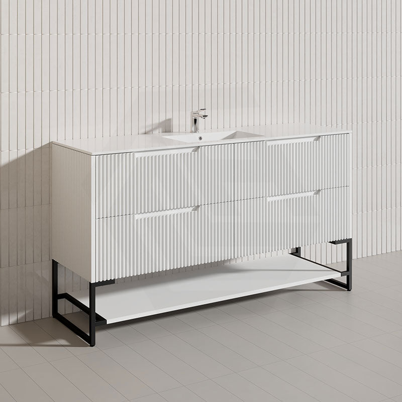 1500mm Bali Bathroom Freestanding Fluted Vanity with Drawers Single/Double Bowls In Various Colours