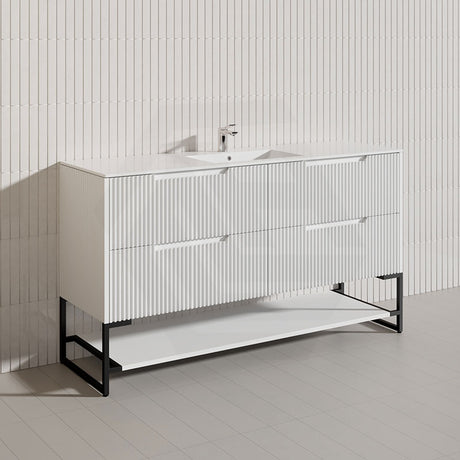 1500mm Bali Bathroom Freestanding Fluted Vanity with Drawers Single/Double Bowls In Various Colours