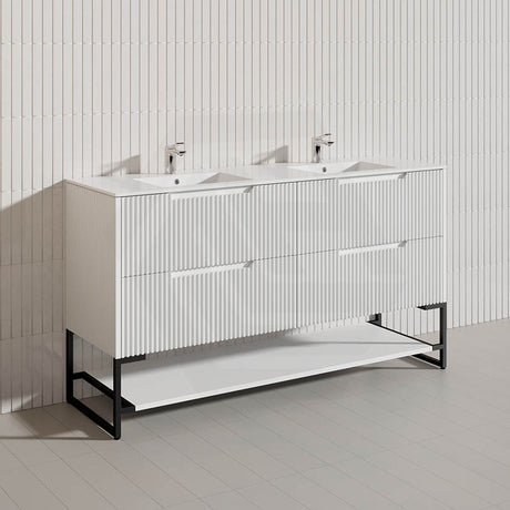 1500mm Bali Bathroom Freestanding Fluted Vanity with Drawers Single/Double Bowls In Various Colours
