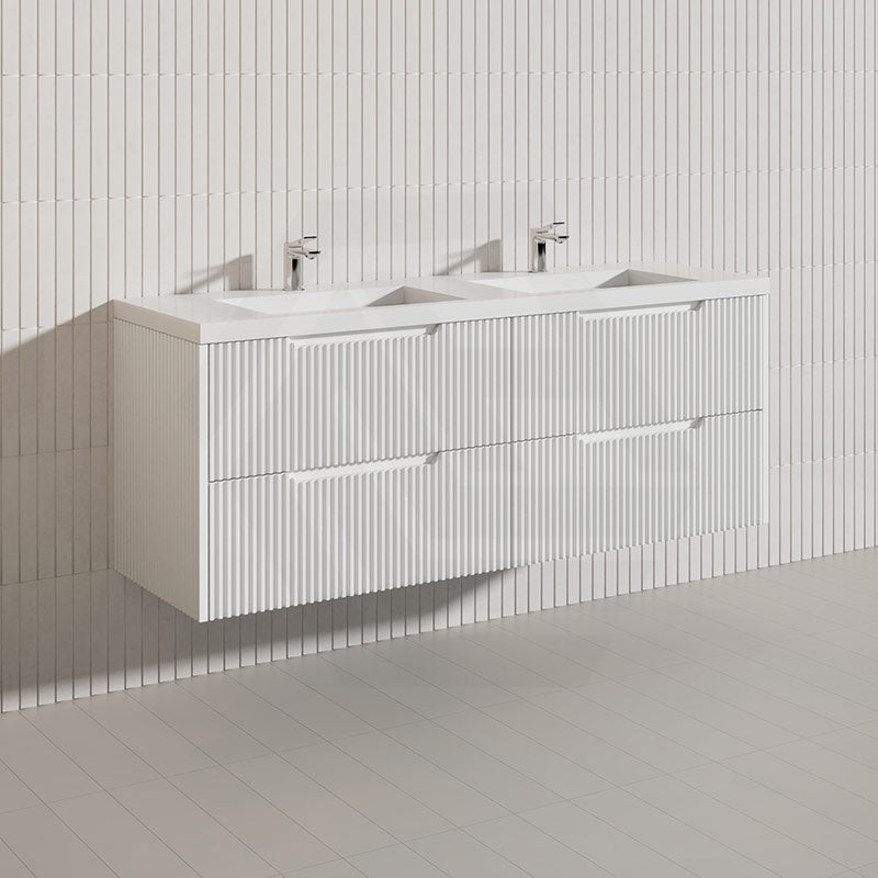Bali Linear Wall Hung Bathroom Floating Vanity Fluted PVC Coating Cabinet 1500mm - In 5 Colours