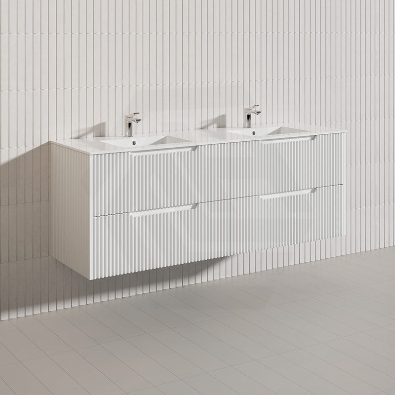 Bali Linear Wall Hung Bathroom Floating Vanity Fluted PVC Coating Cabinet 1500mm - In 5 Colours