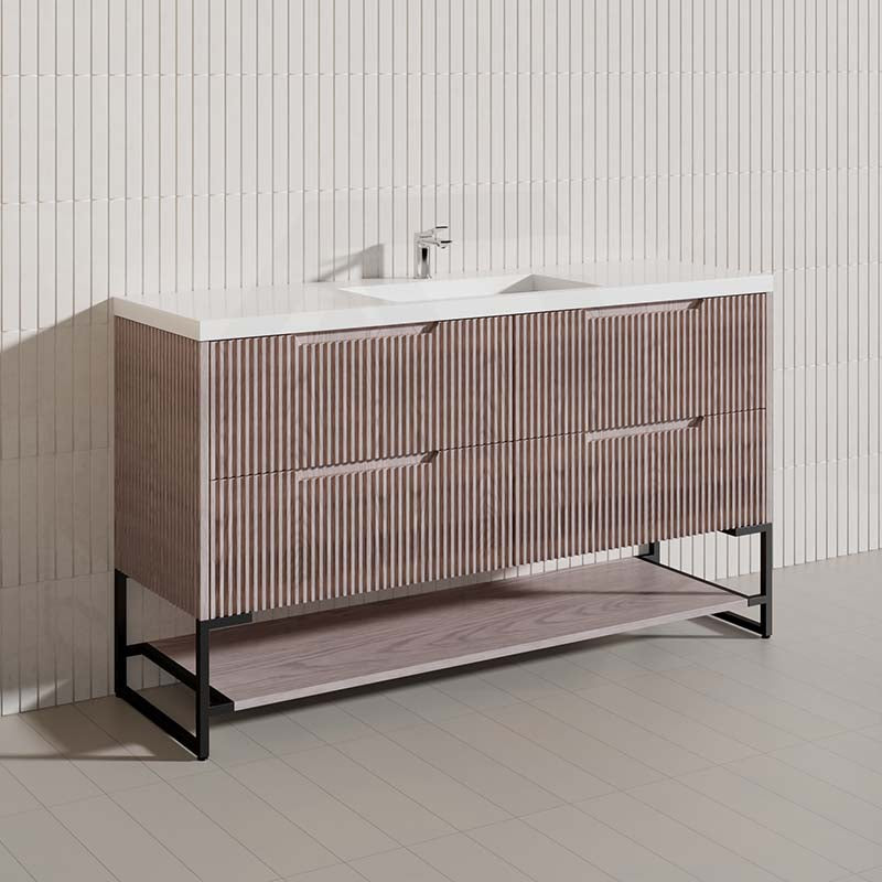 1500mm Bali Bathroom Freestanding Fluted Vanity with Drawers Single/Double Bowls In Various Colours