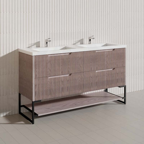 1500mm Bali Bathroom Freestanding Fluted Vanity with Drawers Single/Double Bowls In Various Colours