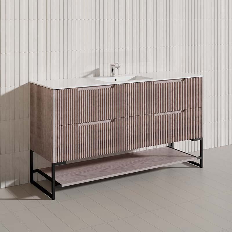 1500mm Bali Bathroom Freestanding Fluted Vanity with Drawers Single/Double Bowls In Various Colours