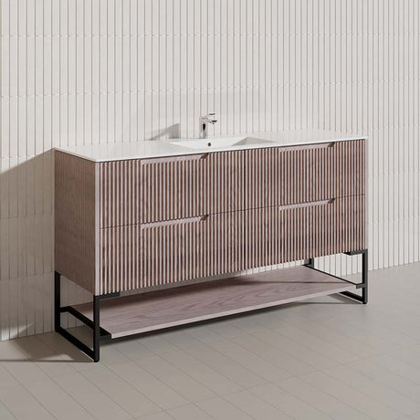 1500mm Bali Bathroom Freestanding Fluted Vanity with Drawers Single/Double Bowls In Various Colours