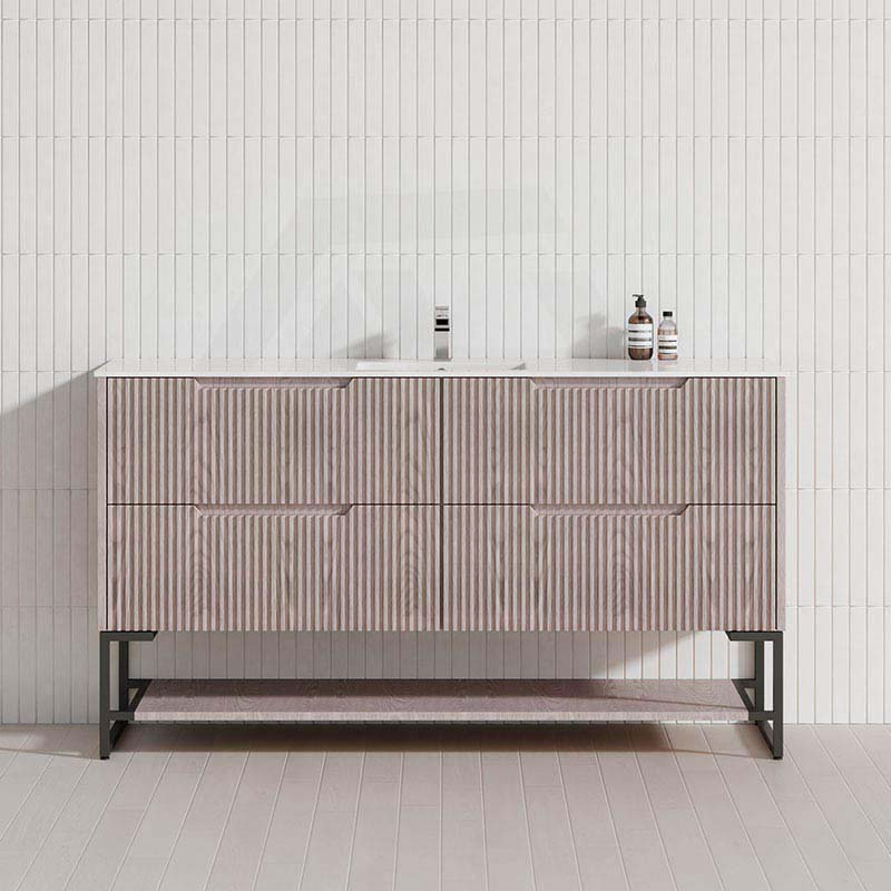600-1500mm Bali White Oak Bathroom Freestanding Fluted Vanity with Drawers