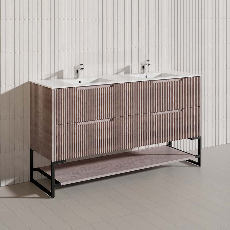 1500mm Bali Bathroom Freestanding Fluted Vanity with Drawers Single/Double Bowls In Various Colours
