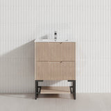 600-1500mm Bali American Oak Bathroom Freestanding Fluted Vanity with Drawers