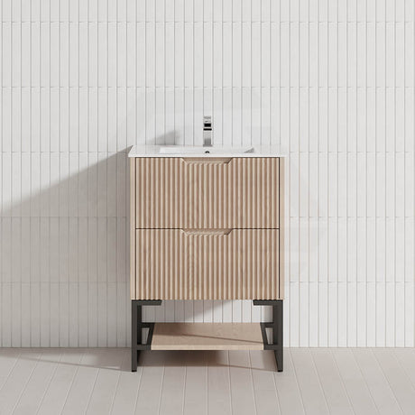 600-1500mm Bali American Oak Bathroom Freestanding Fluted Vanity with Drawers