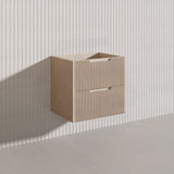 600-1500mm Bali Wall Hung Bathroom Floating Vanity American Oak Linear Fluted Cabinet PVC Coating