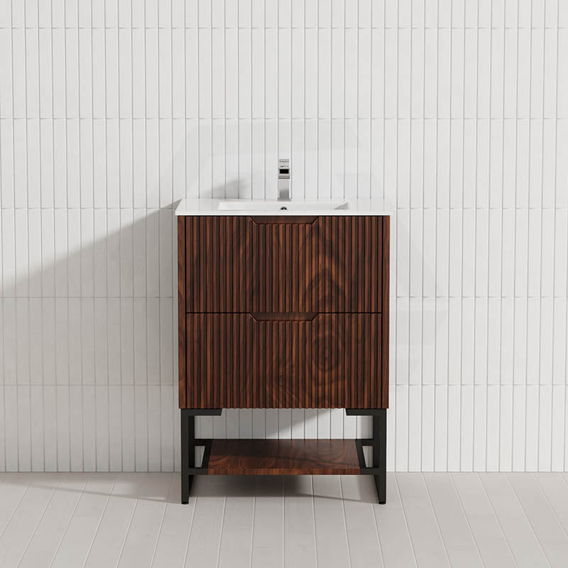 600-1500mm Bali Brown Oak Bathroom Freestanding Fluted Vanity with Drawers