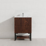 600-1500mm Bali Brown Oak Bathroom Freestanding Fluted Vanity with Drawers