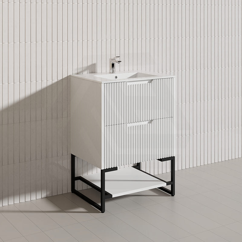 600mm Bali Bathroom Freestanding Fluted Vanity with Drawers Available In Colours