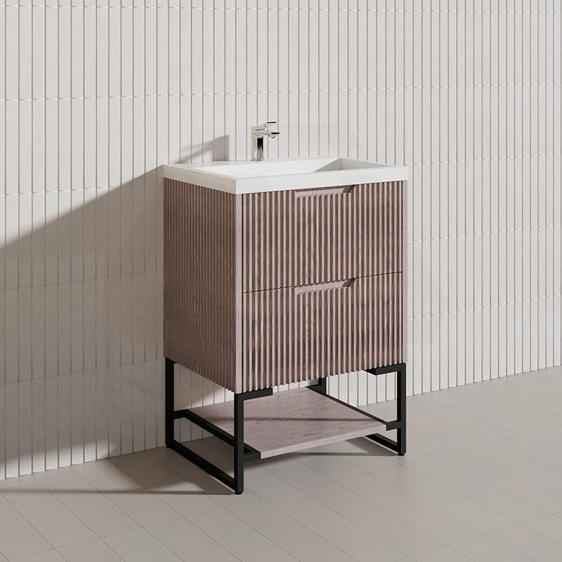600mm Bali Bathroom Freestanding Fluted Vanity with Drawers Available In Colours