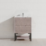 600-1500mm Bali White Oak Bathroom Freestanding Fluted Vanity with Drawers