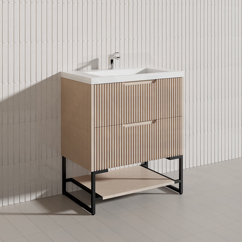750mm Bali Bathroom Freestanding Fluted Vanity with Drawers Available In Colours