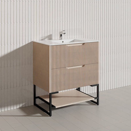 750mm Bali Bathroom Freestanding Fluted Vanity with Drawers Available In Colours