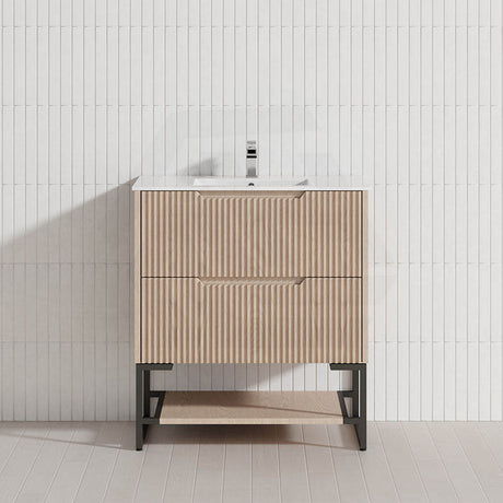 600-1500mm Bali American Oak Bathroom Freestanding Fluted Vanity with Drawers