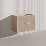 600-1500mm Bali Wall Hung Bathroom Floating Vanity American Oak Linear Fluted Cabinet PVC Coating