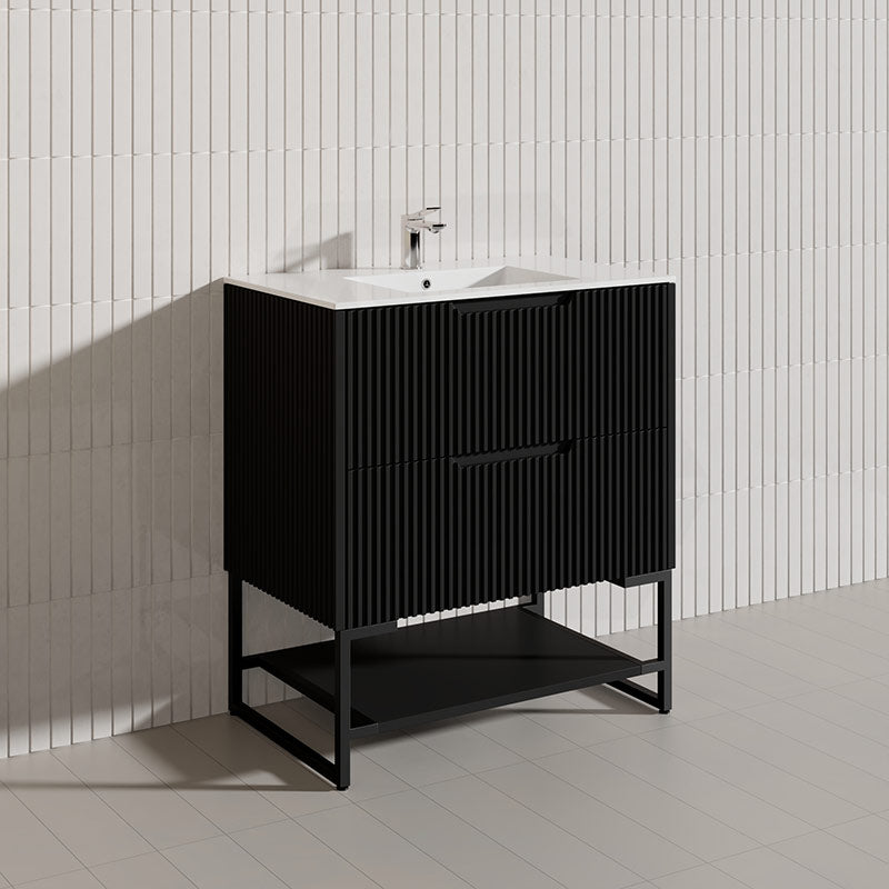 750mm Bali Bathroom Freestanding Fluted Vanity with Drawers Available In Colours