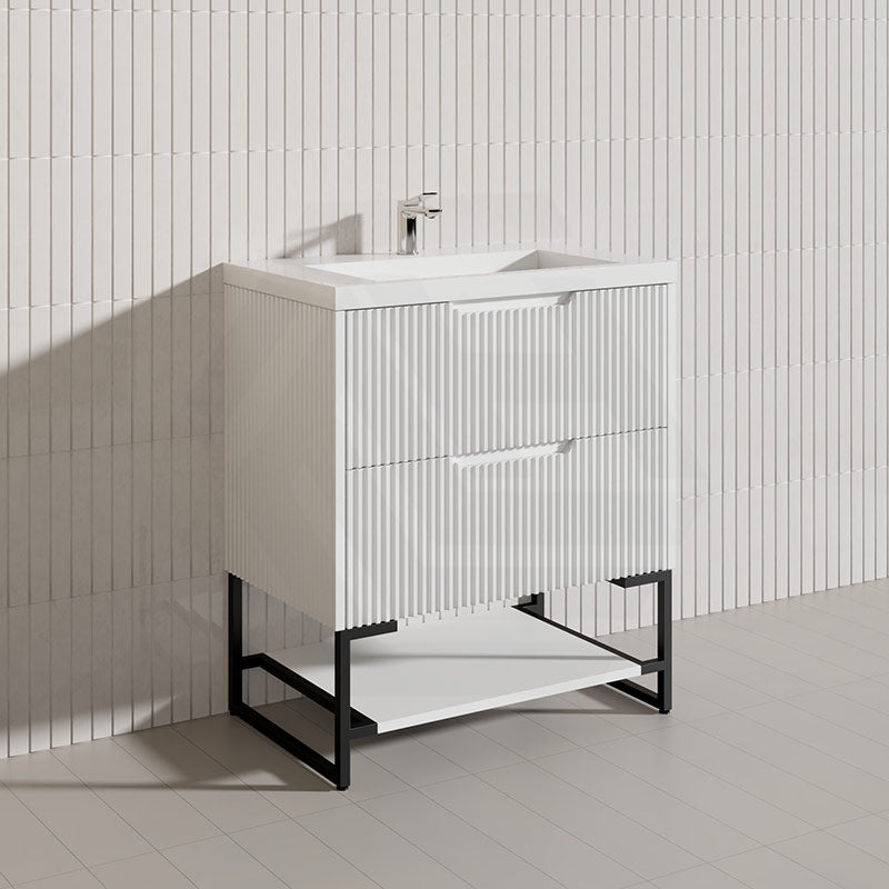 750mm Bali Bathroom Freestanding Fluted Vanity with Drawers Available In Colours