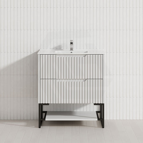 600-1500mm Bali Matt White Bathroom Freestanding Fluted Vanity with Drawers