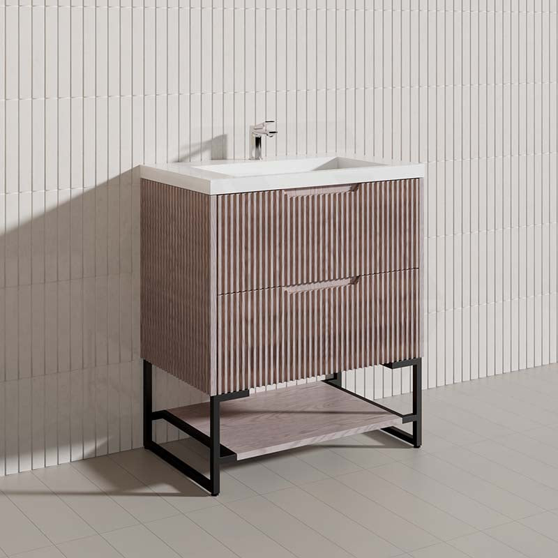 750mm Bali Bathroom Freestanding Fluted Vanity with Drawers Available In Colours